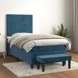 vidaXL sötétkék bársony rugós ágy matraccal 90 x 200 cm (3137705)