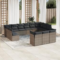 vidaXL 13 részes szürke polyrattan kerti ülőgarnitúra párnákkal (3250289)
