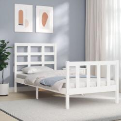 vidaXL fehér tömör fa ágykeret fejtámlával Small Single (3192062) - vidaxl