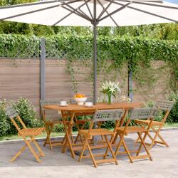 vidaXL 6 db szürke polyrattan és tömör fa összecsukható kerti szék (3214596)