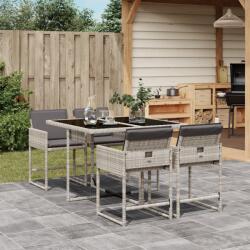 vidaXL 5részes világosszürke polyrattan kerti étkezőgarnitúra párnával (3278026)