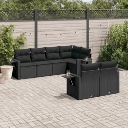 vidaXL 7 részes fekete polyrattan kerti ülőgarnitúra párnával (3252742)