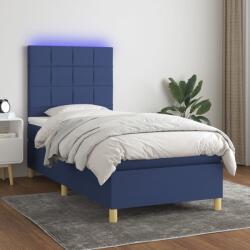 vidaXL kék szövet rugós és LED-es ágy matraccal 90x190 cm (3135403)