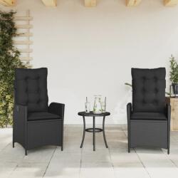 vidaXL 2 db fekete polyrattan dönthető kerti szék párnával (365265)