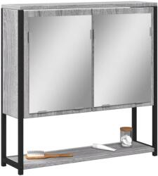vidaXL szürke sonoma színű szerelt fa tükrös szekrény 60x16x60 cm (842424)
