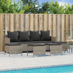 vidaXL 5 részes világosszürke polyrattan kerti ülőgarnitúra párnákkal (3261562)