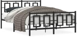 vidaXL fekete fém ágykeret fej- és lábtámlával 135 x 190 cm (374258)