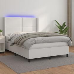 vidaXL fehér műbőr rugós ágy matraccal és LED-del 140x190 cm (3139320)