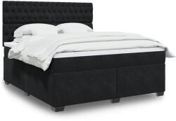 vidaXL fekete bársony rugós ágy matraccal 180x200 cm (3293286)