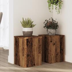 vidaXL 2 db antik fa színű szerelt fa növénytartó állvány 25x25x35 cm (852913) - vidaxl