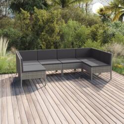 vidaXL 6 részes szürke polyrattan kerti ülőgarnitúra párnákkal (3094590)