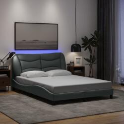 vidaXL világosszürke szövet ágykeret LED-es matrac nélkül 140x200 cm (3213704)