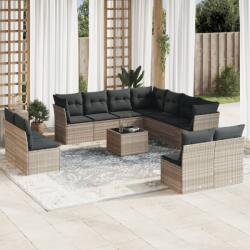 vidaXL 12 részes világosszürke polyrattan kerti ülőgarnitúra párnával (3249671)
