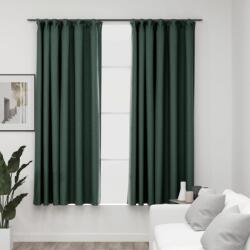 vidaXL 2 db zöld vászonhatású sötétítőfüggöny kampókkal 140 x 175 cm (321188)