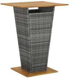 vidaXL szürke polyrattan és tömör akácfa bárasztal 80 x 80 x 110 cm (313466)