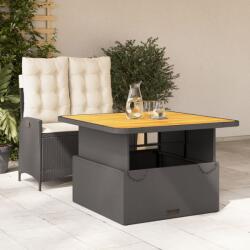 vidaXL 2 részes fekete polyrattan kerti étkezőgarnitúra párnával (3277439)