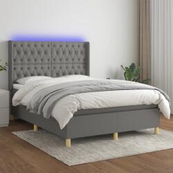 vidaXL sötétszürke szövet rugós és LED-es ágy matraccal 140x190 cm (3139110)