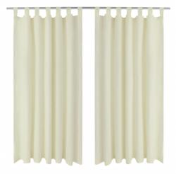 vidaXL 2 db krémszínű mikroszatén függöny karikákkal 140 x 245 cm (130358)