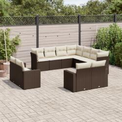 vidaXL 11 részes barna polyrattan kerti ülőgarnitúra párnákkal (3219123)