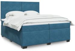 vidaXL kék bársony rugós ágy matraccal 200x200 cm (3291000)