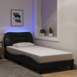 vidaXL fekete szövet ágykeret LED-ekkel matrac nélkül 90x200 cm (3213678)