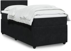 vidaXL fekete bársony rugós ágy matraccal 90 x 200 cm (3289952)
