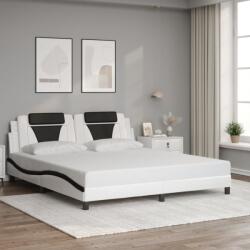 vidaXL fehér és fekete műbőr ágykeret fejtámlával 180x200 cm (3208116)