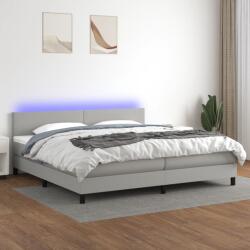 vidaXL világosszürke szövet rugós és LED-es ágy matraccal 200x200 cm (3133021)