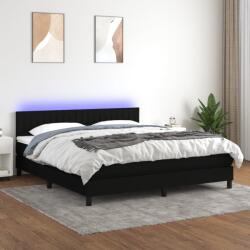 vidaXL fekete szövet rugós és LED-es ágy matraccal 180 x 200 cm (3133335)