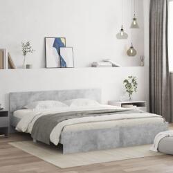 vidaXL betonszürke ágykeret fejtámlával 200 x 200 cm (3207458)