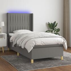 vidaXL sötétszürke szövet rugós és LED-es ágy matraccal 90x200 cm (3139006)