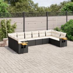 vidaXL 10 részes fekete polyrattan kerti ülőgarnitúra párnákkal (3259564) - vidaxl