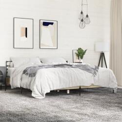 vidaXL sonoma tölgyszínű szerelt fa és fém ágykeret 200 x 200 cm (3280063)