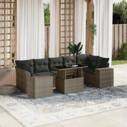 vidaXL 8 részes szürke polyrattan kerti ülőgarnitúra párnákkal (3269040)