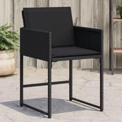 vidaXL 4 db fekete polyrattan kerti szék párnával (4007476)
