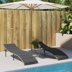 vidaXL 2 db világosszürke polyrattan napozóágy párnával (3277306)