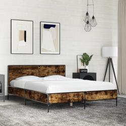 vidaXL füstös tölgy színű szerelt fa és fém ágykeret 120 x 200 cm (3279994) - vidaxl