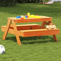 vidaXL tömör fenyőfa viaszbarna piknikasztal gyerekeknek 88x97x52 cm (844656) - vidaxl