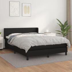 vidaXL fekete műbőr rugós ágy matraccal 140 x 200 cm (3130661)