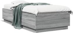 vidaXL szürke sonoma színű szerelt fa ágykeret LED-del 90 x 200 cm (3209637)