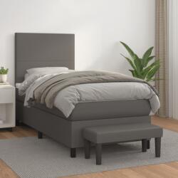 vidaXL szürke műbőr rugós ágy matraccal 100 x 200 cm (3137531)