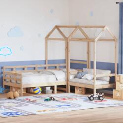 vidaXL tömör fenyőfa kanapéágy és pad tetővel 90 x 200 cm (3282330)