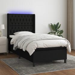 vidaXL fekete szövet rugós és LED-es ágy matraccal 100x200 cm (3138535)