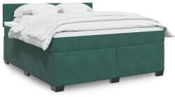 vidaXL sötétzöld bársony rugós ágy matraccal 180x200 cm (3288675)