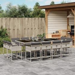 vidaXL 13 részes szürke polyrattan kerti étkezőgarnitúra párnákkal (3211403)