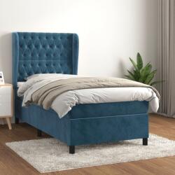 vidaXL sötétkék bársony rugós ágy matraccal 90 x 200 cm (3129373)