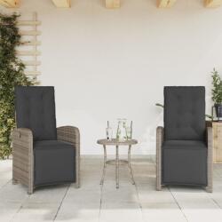 vidaXL 2 db szürke polyrattan dönthető kerti szék lábtartóval (365195)