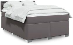 vidaXL szürke műbőr rugós ágy matraccal 160 x 200 cm (3288430)