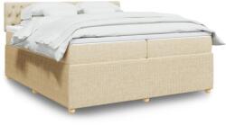 vidaXL krémszínű szövet rugós ágy matraccal 200 x 200 cm (3287575)
