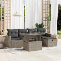 vidaXL 6 részes világosszürke polyrattan kerti ülőgarnitúra párnákkal (3275132)